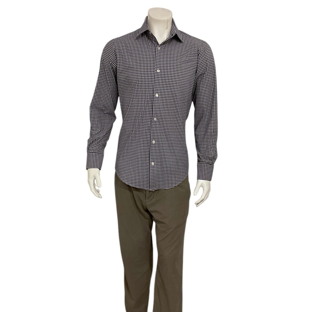 Mizzen + Main Men’s Dark Blue Mini Check Dress Shirt
